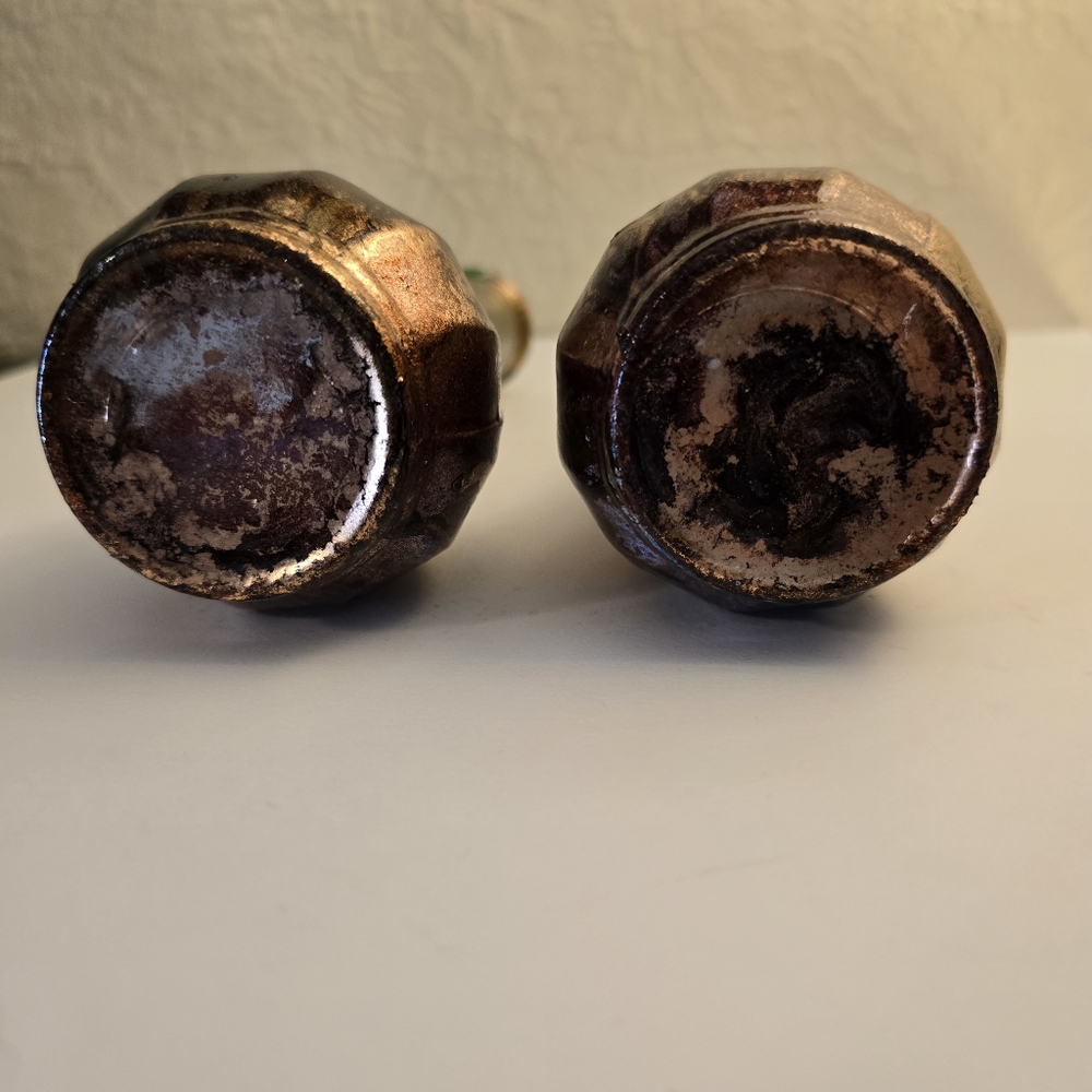 2 HANDCRAFTED Upcycled Glass Vases Brown & Copper HANDPAINTED Tabletop Art Decor - Picture 17 of 17